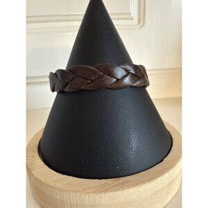 Braided Leather Bracelet With Brass Hook Clasp 6 1/4" Length